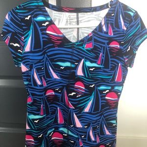 Talbots v neck tee with sailboats